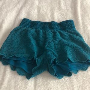 teal shorts